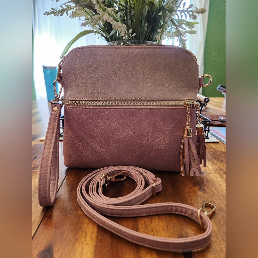 Jen & Co two-tone pink leather crossbody